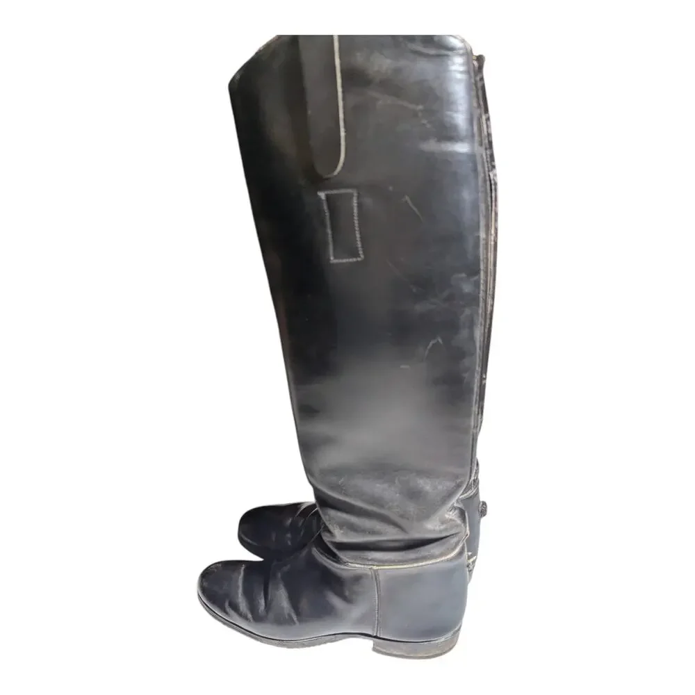 Grand Prix Black Leather Knee High Pull On Show Equestrian Riding Boots Sz 6